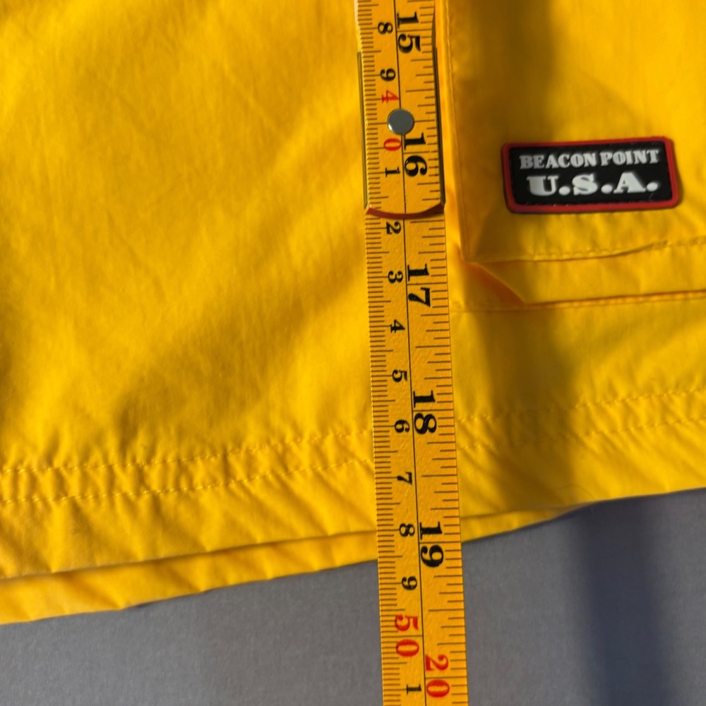 Beacon Point USA Mens M Cargo Swim Trunks Yellow Mesh 6 Pocket Board Shorts - Picture 7 of 7